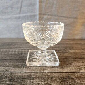 Vintage Square Footed Goblet Pressed Clear Glass Champagne Sherbet